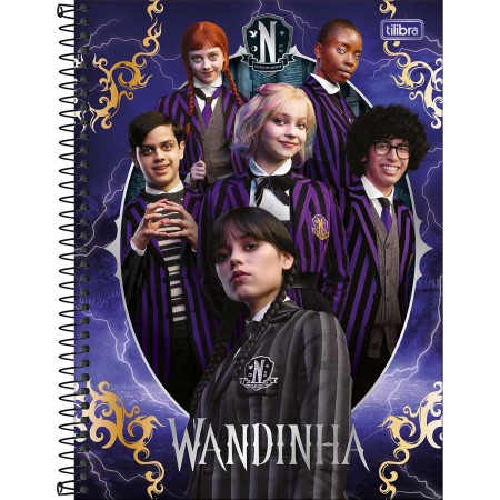 Foto ilustrativa Caderno Espiral Capa Dura Universitário Connect 1 Matéria Wandinha 80 Folhas