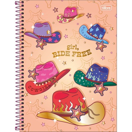 Foto ilustrativa Caderno Espiral Capa Dura Universitário Connect 1 Matéria West Girl 80 Folhas