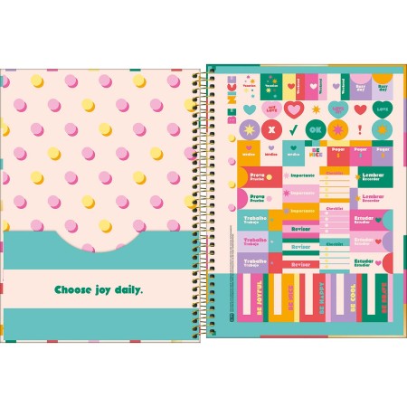 Foto ilustrativa Caderno Espiral Capa Dura Universitário Connect 10 Matérias Be Nice 160 Folhas