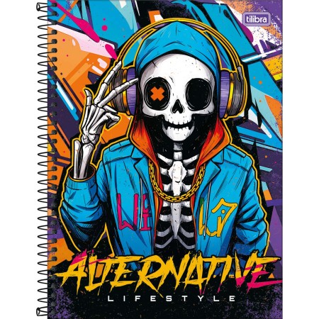 Foto ilustrativa Caderno Espiral Capa Dura Universitário Connect 10 Matérias Bone Z 160 Folhas