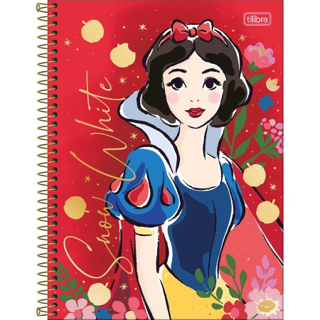 Foto ilustrativa Caderno Espiral Capa Dura Universitário Connect 10 Matérias Branca de Neve 160 Folhas