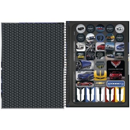 Foto ilustrativa Caderno Espiral Capa Dura Universitário Connect 10 Matérias Camaro e Corvette 160 Folhas