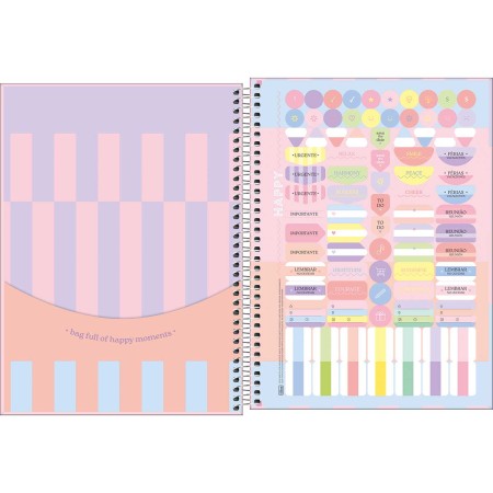 Foto ilustrativa Caderno Espiral Capa Dura Universitário Connect 10 Matérias Happy 160 Folhas