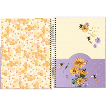 Foto ilustrativa Caderno Espiral Capa Dura Universitário Connect 10 Matérias Honey Bee 160 Folhas