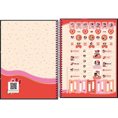 Foto ilustrativa Caderno Espiral Capa Dura Universitário Connect 10 Matérias Minnie 160 Folhas