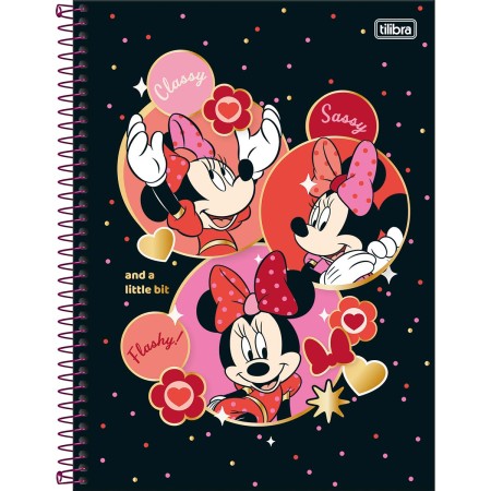 Foto ilustrativa Caderno Espiral Capa Dura Universitário Connect 10 Matérias Minnie 160 Folhas