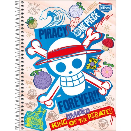 Foto ilustrativa Caderno Espiral Capa Dura Universitário Connect 10 Matérias One Piece Netflix 160 Folhas