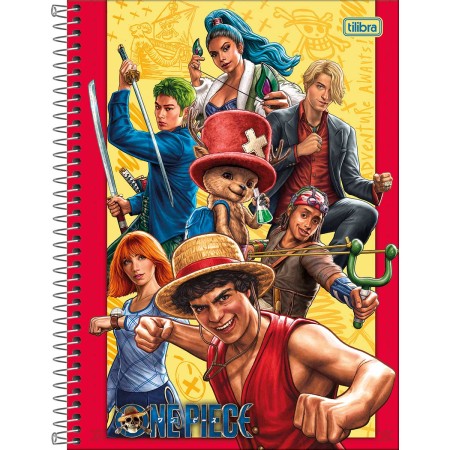 Foto ilustrativa Caderno Espiral Capa Dura Universitário Connect 10 Matérias One Piece Netflix 160 Folhas
