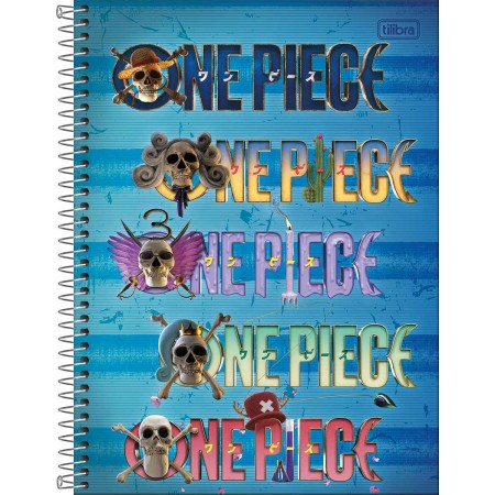 Foto ilustrativa Caderno Espiral Capa Dura Universitário Connect 10 Matérias One Piece Netflix 160 Folhas