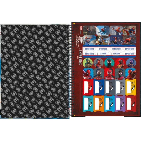 Foto ilustrativa Caderno Espiral Capa Dura Universitário Connect 10 Matérias Spider-Man Game 160 Folhas