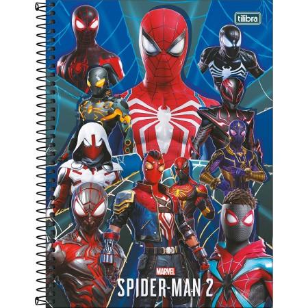 Foto ilustrativa Caderno Espiral Capa Dura Universitário Connect 10 Matérias Spider-Man Game 160 Folhas
