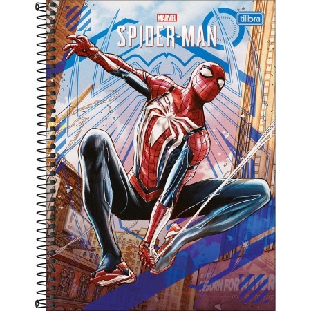 Foto ilustrativa Caderno Espiral Capa Dura Universitário Connect 10 Matérias Spider-Man Game 160 Folhas