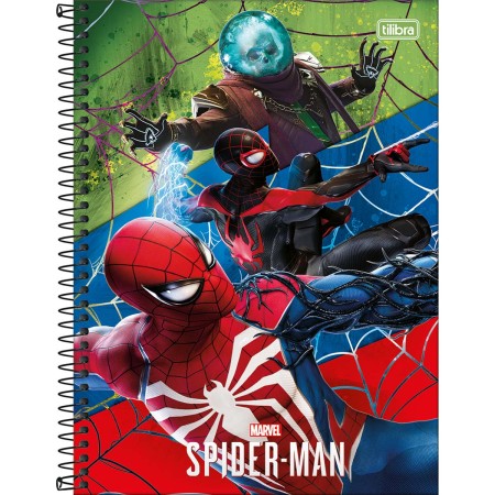 Foto ilustrativa Caderno Espiral Capa Dura Universitário Connect 10 Matérias Spider-Man Game 160 Folhas