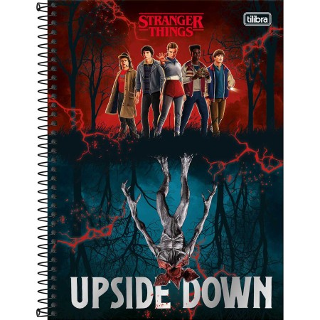 Foto ilustrativa Caderno Espiral Capa Dura Universitário Connect 10 Matérias Stranger Things 160 Folhas