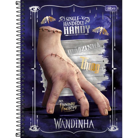 Foto ilustrativa Caderno Espiral Capa Dura Universitário Connect 10 Matérias Wandinha 160 Folhas