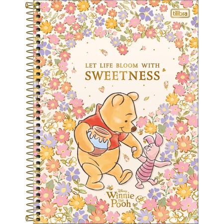 Foto ilustrativa Caderno Espiral Capa Dura Universitário Connect 15 Matérias Pooh 240 Folhas