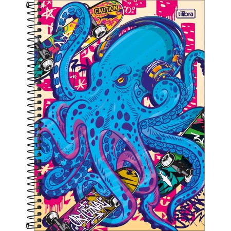 Foto ilustrativa Caderno Espiral Capa Dura Universitário Connect 16 Matérias 4-Fun 256 Folhas