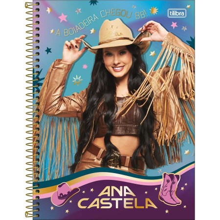 Foto ilustrativa Caderno Espiral Capa Dura Universitário Connect 16 Matérias Ana Castela 256 Folhas