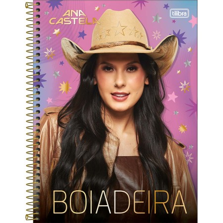 Foto ilustrativa Caderno Espiral Capa Dura Universitário Connect 16 Matérias Ana Castela 256 Folhas