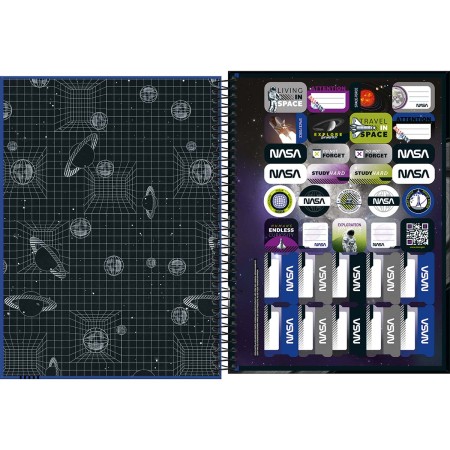 Foto ilustrativa Caderno Espiral Capa Dura Universitário Connect 16 Matérias Nasa 256 Folhas