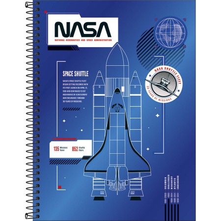 Foto ilustrativa Caderno Espiral Capa Dura Universitário Connect 16 Matérias Nasa 256 Folhas