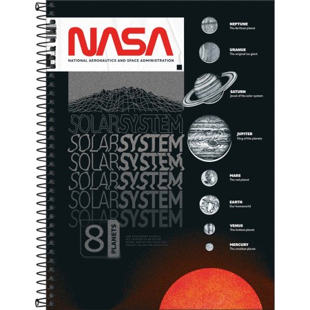 Foto ilustrativa Caderno Espiral Capa Dura Universitário Connect 16 Matérias Nasa 256 Folhas