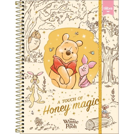 Foto ilustrativa Caderno Espiral Capa Dura Universitário Top 10 Matérias Pooh 120 Folhas