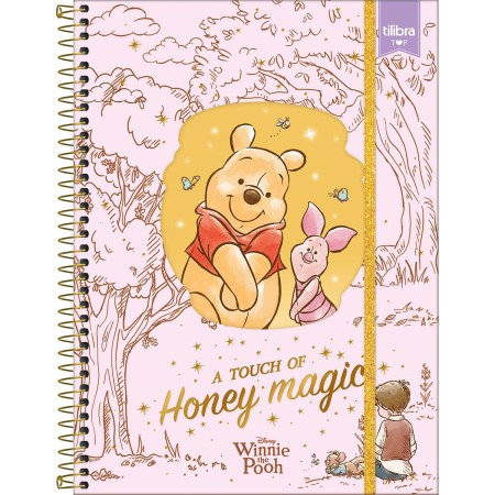 Foto ilustrativa Caderno Espiral Capa Dura Universitário Top 10 Matérias Pooh 120 Folhas