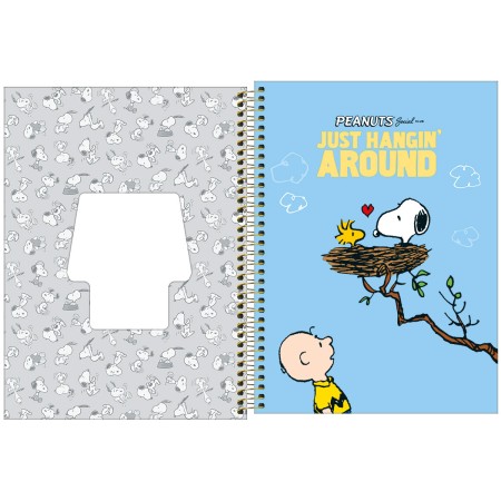 Foto ilustrativa Caderno Espiral Capa Dura Universitário Top 10 Matérias Snoopy 120 Folhas
