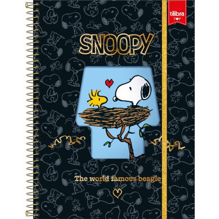 Foto ilustrativa Caderno Espiral Capa Dura Universitário Top 10 Matérias Snoopy 120 Folhas