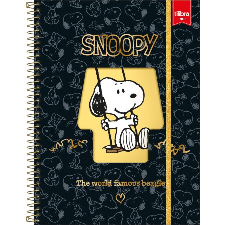Foto ilustrativa Caderno Espiral Capa Dura Universitário Top 10 Matérias Snoopy 120 Folhas