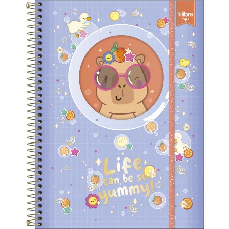 Foto ilustrativa Caderno Espiral Capa Dura Universitário Top com Janela Capyclub 1 Matéria 60 Folhas