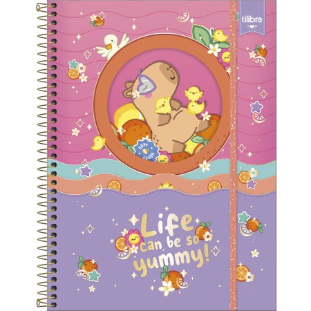 Foto ilustrativa Caderno Espiral Capa Dura Universitário Top com Janela Capyclub 10 Matérias 120 Folhas
