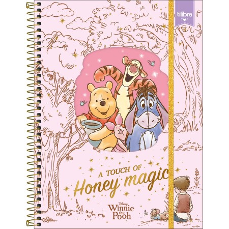 Foto ilustrativa Caderno Espiral Capa Dura Universitário Top com Janela Pooh 1 Matéria 60 Folhas
