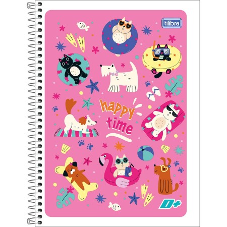 Foto ilustrativa Caderno Espiral Capa Flexível Universitário 1 Matéria D+ Feminino 96 Folhas