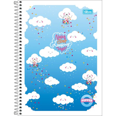 Foto ilustrativa Caderno Espiral Capa Flexível Universitário 1 Matéria Pepper Feminino 80 Folhas