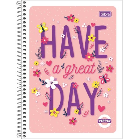 Foto ilustrativa Caderno Espiral Capa Flexível Universitário 1 Matéria Pepper Feminino 80 Folhas