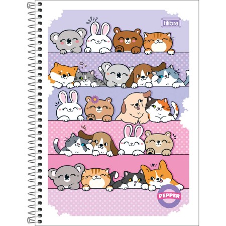 Foto ilustrativa Caderno Espiral Capa Flexível Universitário 1 Matéria Pepper Feminino 80 Folhas