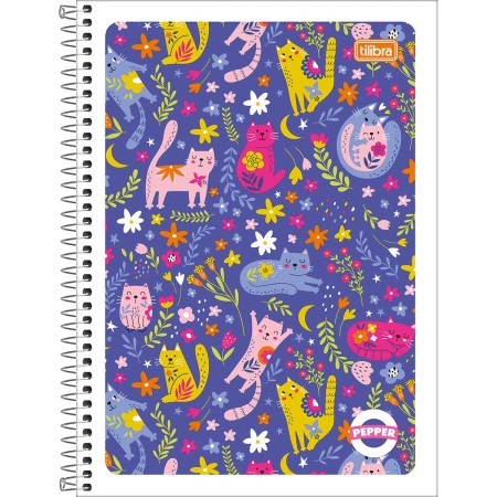 Foto ilustrativa Caderno Espiral Capa Flexível Universitário 1 Matéria Pepper Feminino 80 Folhas