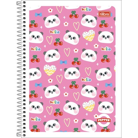 Foto ilustrativa Caderno Espiral Capa Flexível Universitário 1 Matéria Pepper Feminino 80 Folhas