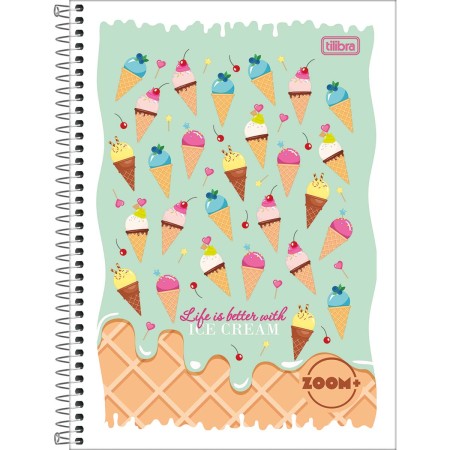 Foto ilustrativa Caderno Espiral Capa Flexível Universitário 1 Matéria Zoom+ Feminino 96 Folhas