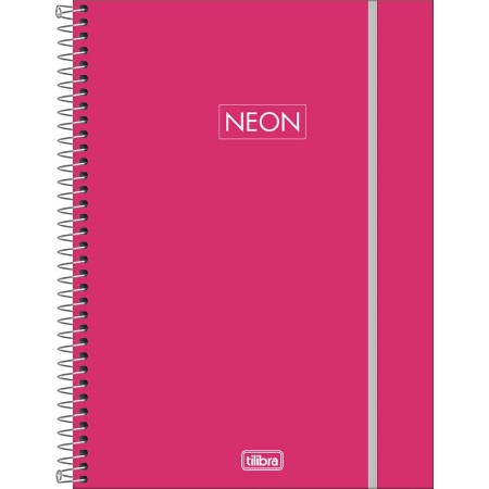 Foto ilustrativa Caderno Espiral Capa Plástica Universitário 1 Matéria Neon Fit Feminino 80 Folhas