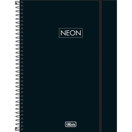 Foto ilustrativa Caderno Espiral Capa Plástica Universitário 1 Matéria Neon Fit Masculino 80 Folhas