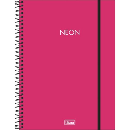 Foto ilustrativa Caderno Espiral Capa Plástica Universitário 1 Matéria Neon Pink 80 Folhas