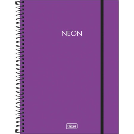 Foto ilustrativa Caderno Espiral Capa Plástica Universitário 1 Matéria Neon Roxo 80 Folhas