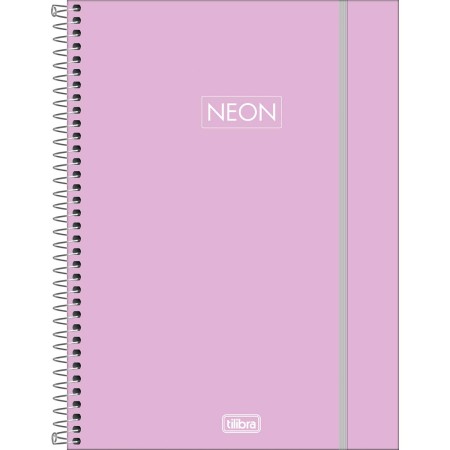 Foto ilustrativa Caderno Espiral Capa Plástica Universitário 10 Matérias Neon Fit Feminino 160 Folhas