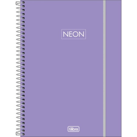 Foto ilustrativa Caderno Espiral Capa Plástica Universitário 10 Matérias Neon Fit Feminino 160 Folhas
