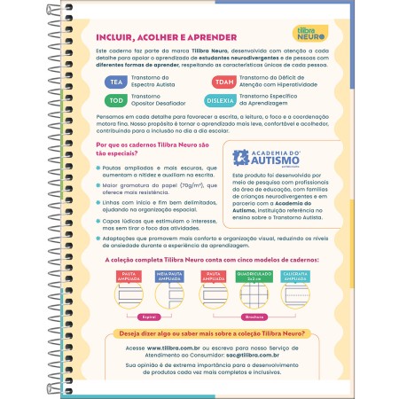 Foto ilustrativa Caderno Pauta Ampliada Universitário Capa Dura Tilibra Neuro 80 Folhas