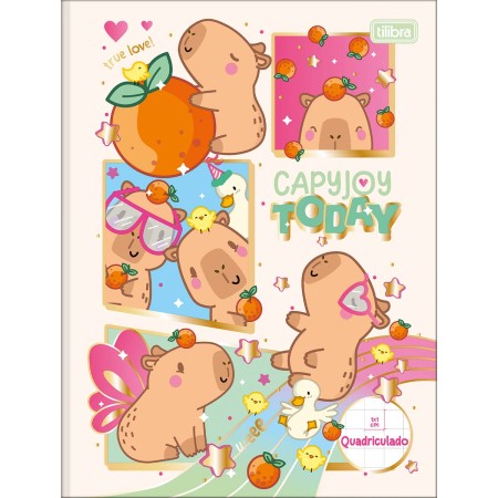 Foto ilustrativa Caderno Quadriculado 1x1 cm Brochura Capa Dura Capyclub 40 Folhas