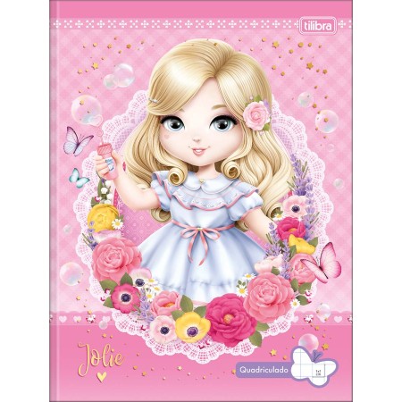 Foto ilustrativa Caderno Quadriculado 1x1 cm Brochura Capa Dura Jolie 40 Folhas